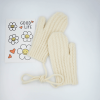 Beige Knitted Mittens with Twist-Pattern for Boys Girls