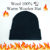 Black Warm Solid Color Knitted Beanies Hat for Boys Girls