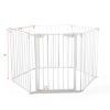 6-Panel Metal Baby Playpen Fireplace Safety Fence w/ Walk-Through Door in 2 Directions, 5-in-1 Extra Wide Barrier Gate for Indoor Baby/ Pet /Christmas