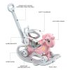 Rocking Horse for Toddlers, Balance Bike Ride On Toys with Push Handle, Backrest and Balance Board for Baby Girl and Boy, Unicorn Kids Pink Color