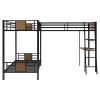 L-Shaped Twin over Twin Bunk Bed with Twin Size Loft Bed with Desk and Shelf