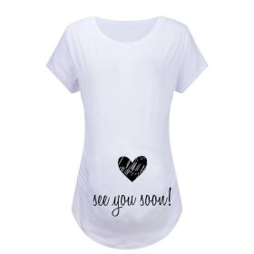 Women T-Shirts Slim Maternity Funny Letter Tops O-Neck Pregnancy Women (Option: Black love-S)