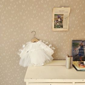 Baby Girl Cotton Mesh Puff Sleeve Babies' Dress (Option: Beige-66cm)