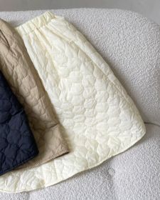 Children's Quilted Cotton Gourd Cotton Pure Color Quilted Skirt (Option: Creamy White-90cm)