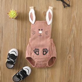 Boys And Girls Baby Corduroy Small Rabbit Backstrap Triangle Ha Clothing (Option: Pink-70cm)