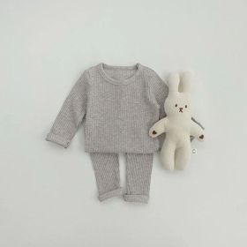 Boys And Girls Baby Pajamas Suit (Option: Grey-66cm)