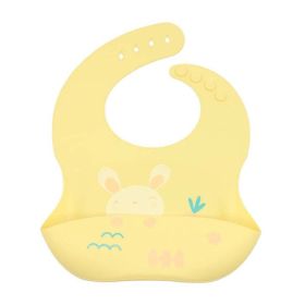 Baby Cartoon Animal Print Food Grade Multi-Adjustable Silicone Bibs (Color: Yellow, Size/Age: Average Size (0-8Y))