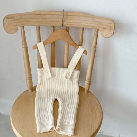 Baby Solid Color Jumpsuit With Dot Graphic Crewneck Sweater (Color: White, Size/Age: 73 (6-9M))