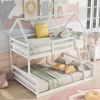 Twin over Full House Bunk Bed with Built-in Ladder