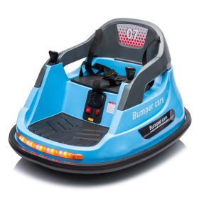 12V ride on bumper car for kids,1.5-5 Years Old,Baby Bumping Toy Gifts W/Remote Control, LED Lights, Bluetooth & 360 Degree Spin, Vehicle body with an (Color: as Pic)