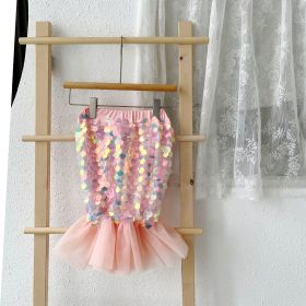 Fashion Mesh Sequined Fishtail Skirt (Option: Pink-100cm)