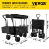 VEVOR Extra Large Collapsible Garden Cart with Removable Canopy, Folding Wagon Utility Carts with Wheels and Rear Storage, Wagon Cart for Garden, Camp