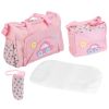 4Pcs Diaper Bag Tote Set Baby Napping Changing Bag Shoulder Mummy Bag with Diaper Changing Pad