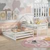 Twin over Full House Bunk Bed with Built-in Ladder