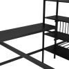 Full Over Twin Metal Bunk Bed with Built-in Desk, Shelves and Ladder,