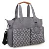 Baby Nappy Diaper Bag with 14 Pockets 2 Burp Cloths Multifunctional Diaper Changing Tote Bag with Adjustable Messenger Strap Pacifier Case Diaper Shou
