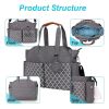 Baby Nappy Diaper Bag with 14 Pockets 2 Burp Cloths Multifunctional Diaper Changing Tote Bag with Adjustable Messenger Strap Pacifier Case Diaper Shou