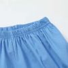 Baby Girl Floral Graphic Bow Tie Patched Design Lace Sling Tops Combo Solid Blue Shorts Sets