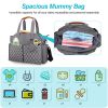 Baby Nappy Diaper Bag with 14 Pockets 2 Burp Cloths Multifunctional Diaper Changing Tote Bag with Adjustable Messenger Strap Pacifier Case Diaper Shou
