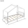 House Platform Bed with Headboard and Footboard,Roof Design,White