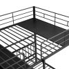 Full Over Twin Metal Bunk Bed with Built-in Desk, Shelves and Ladder,
