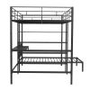 Full Over Twin Metal Bunk Bed with Built-in Desk, Shelves and Ladder,