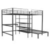 Full Over Twin Metal Bunk Bed with Built-in Desk, Shelves and Ladder,